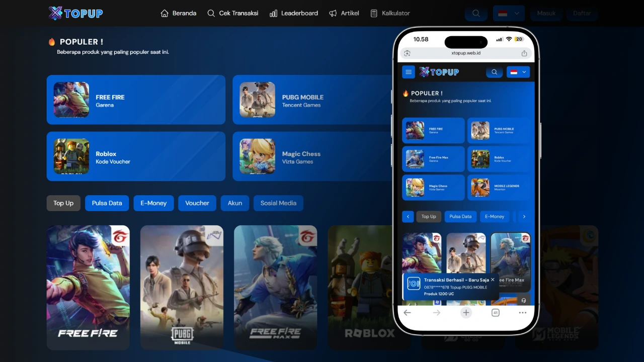 XTOPUP Template Website Topup Game Online dan PPOB